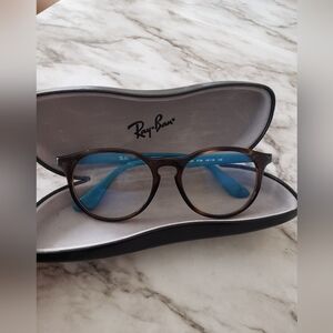 Ray-Ban Juior Eye Glasses Tortoise/ Blue Round Frame RB 1554 3728